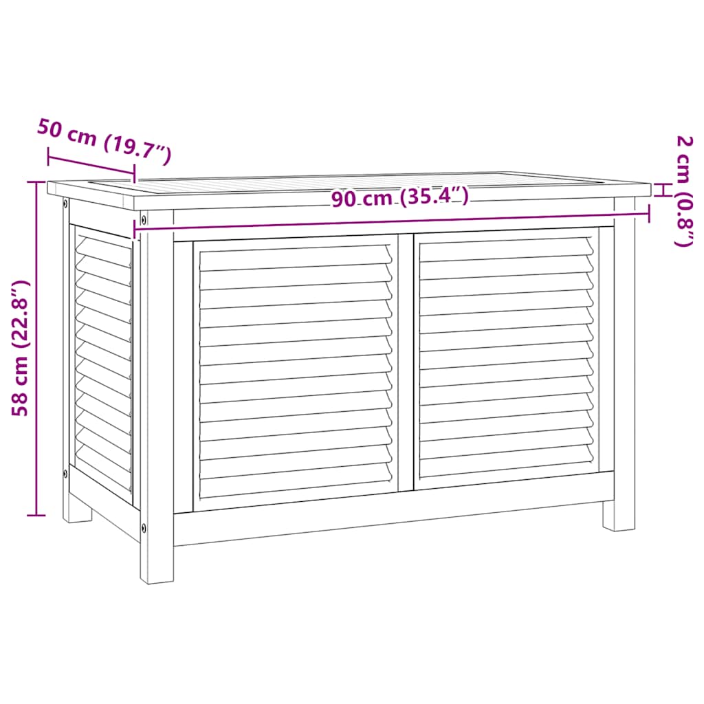 Gartenbox mit Beutel 90x50x58 cm Massivholz Teak