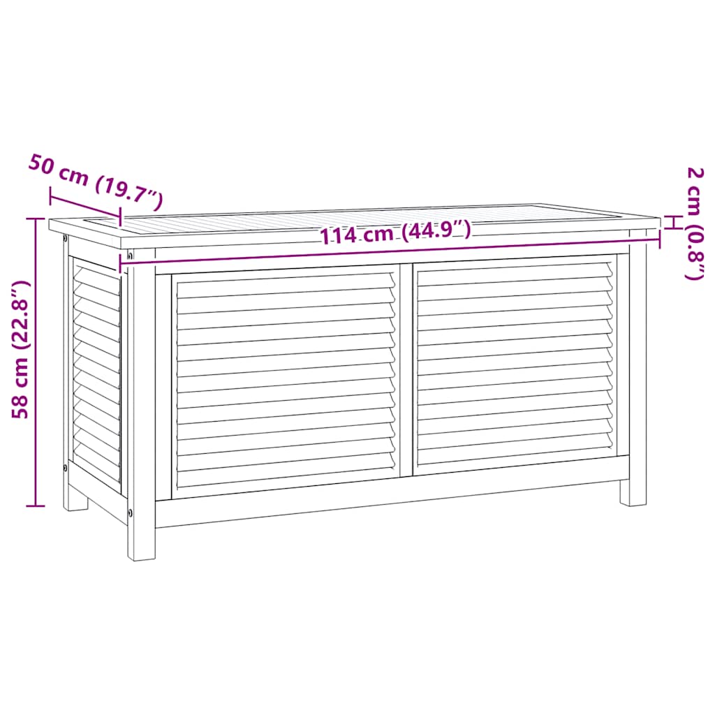 Gartenbox mit Beutel 114x50x58 cm Massivholz Teak