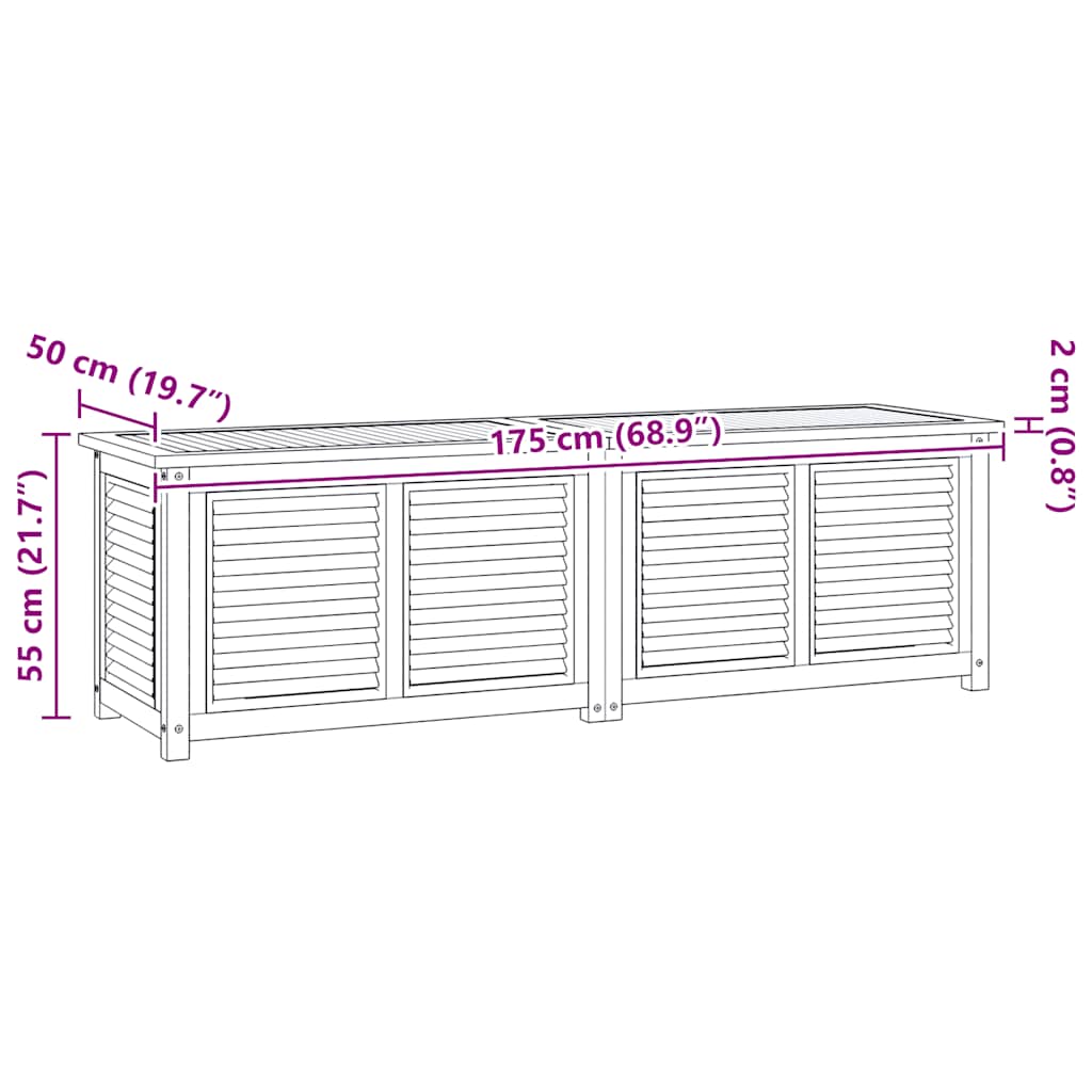 Gartenbox mit Beutel 175x50x55 cm Massivholz Teak