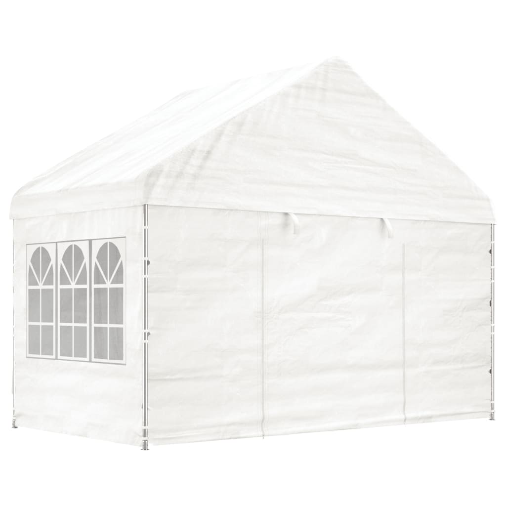 Pavillon mit Dach Weiß 4,46x4,08x3,22 m Polyethylen