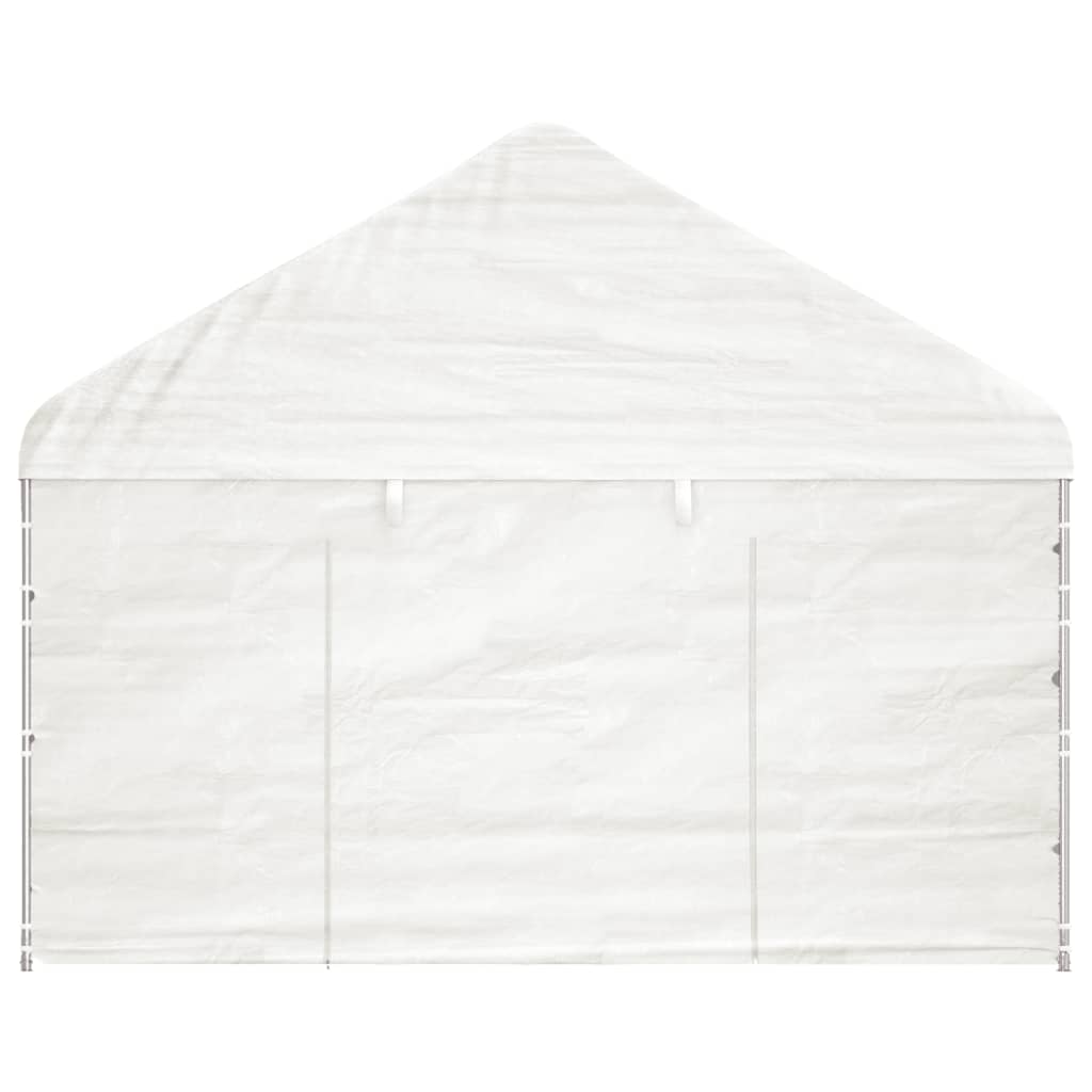 Pavillon mit Dach Weiß 4,46x4,08x3,22 m Polyethylen