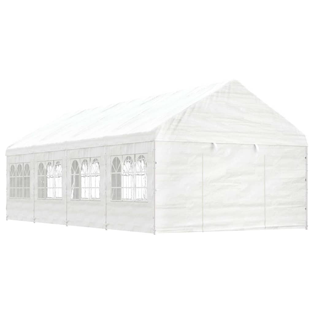 Pavillon mit Dach Weiß 8,92x4,08x3,22 m Polyethylen