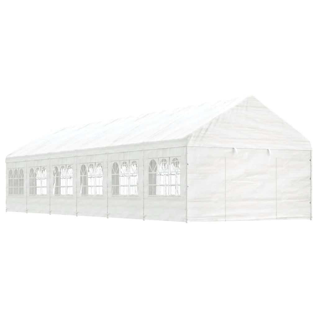 Pavillon mit Dach Weiß 13,38x4,08x3,22 m Polyethylen