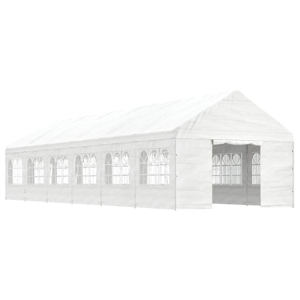 Pavillon mit Dach Weiß 13,38x4,08x3,22 m Polyethylen