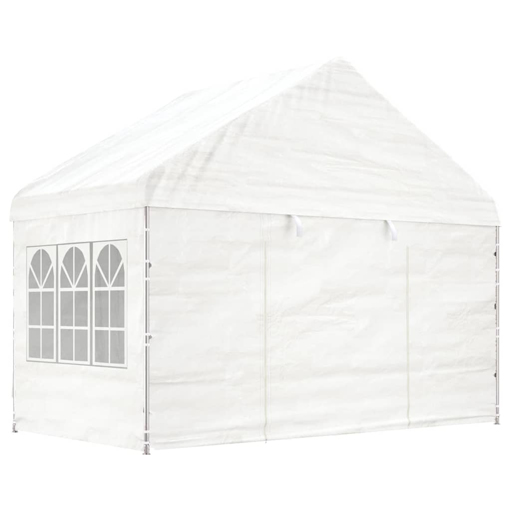 Pavillon mit Dach Weiß 13,38x4,08x3,22 m Polyethylen