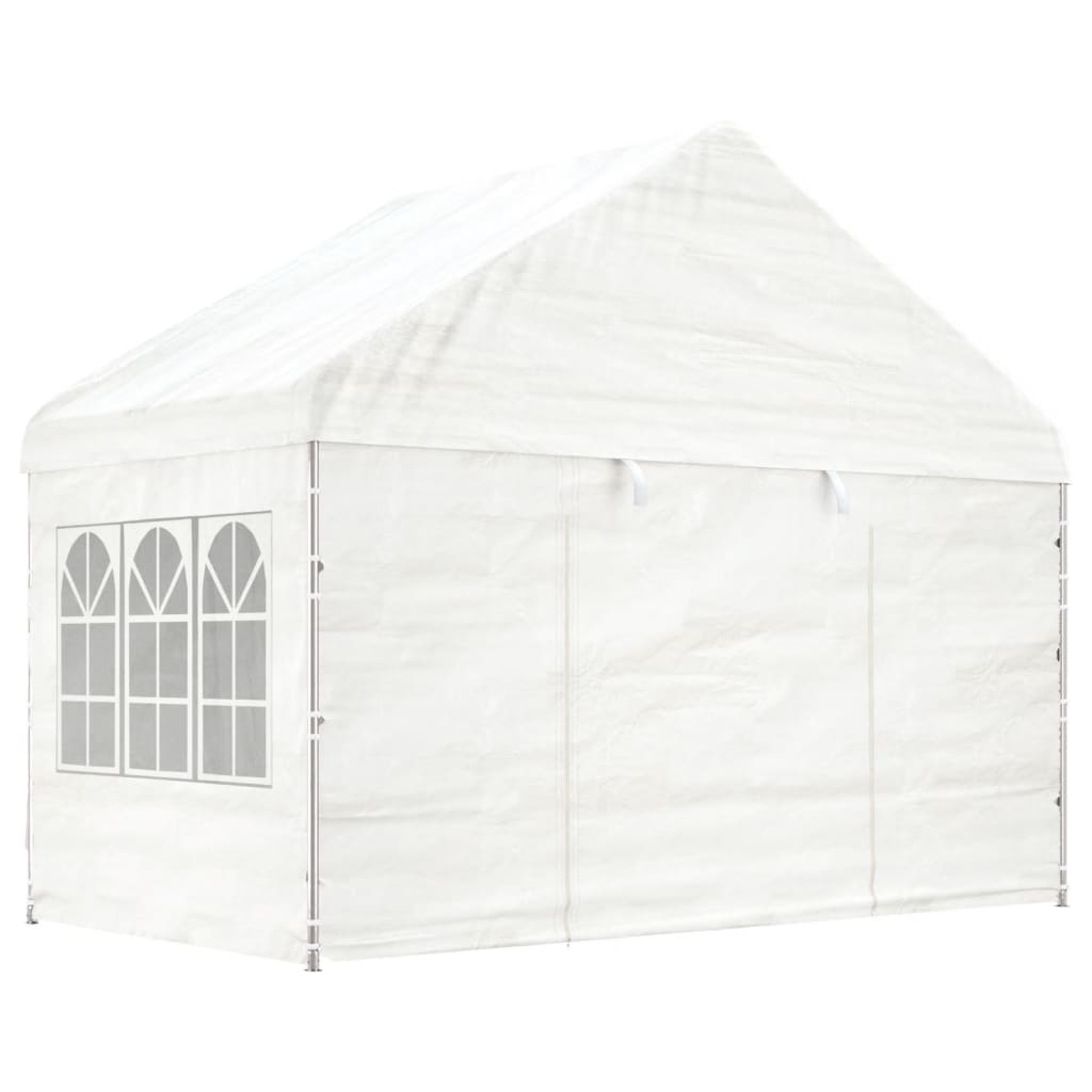 Pavillon mit Dach Weiß 17,84x4,08x3,22 m Polyethylen