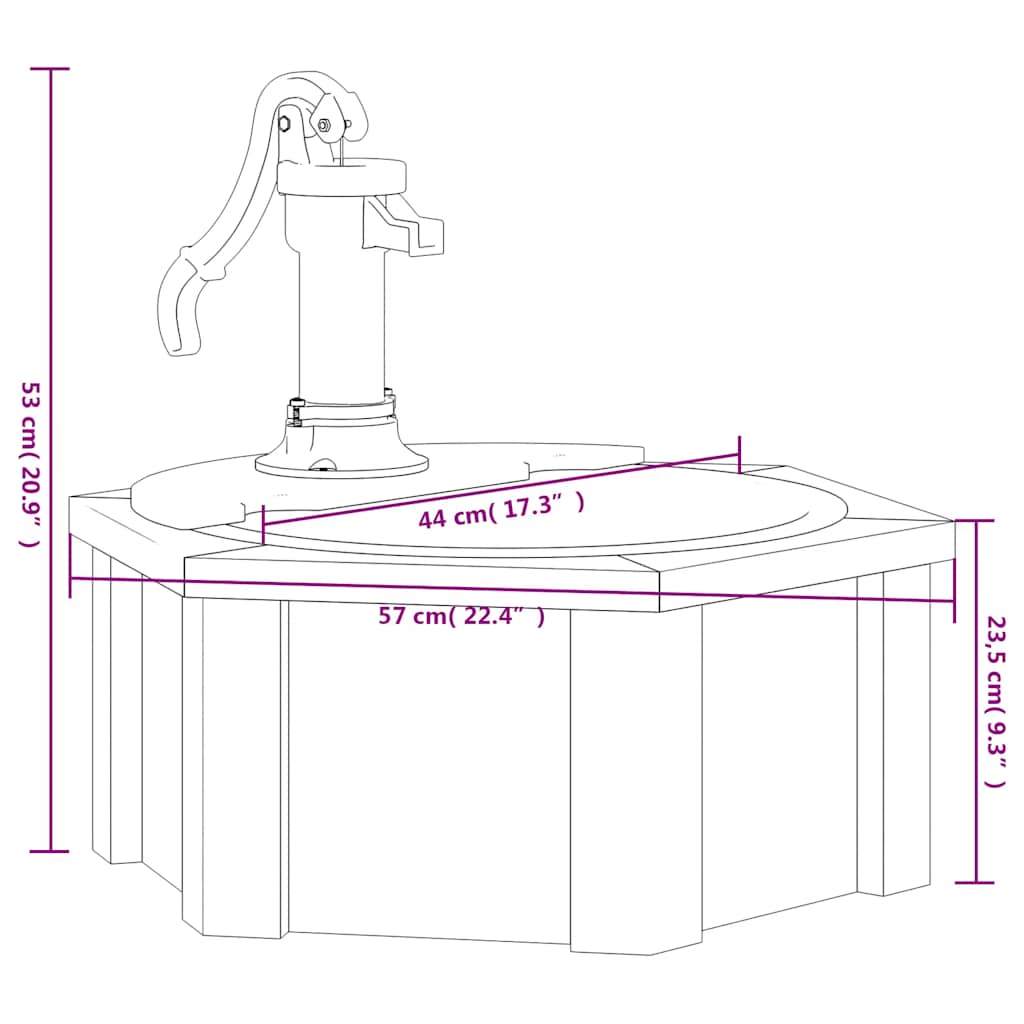 Fontaine de jardin avec pompe 57x57x53 cm en sapin massif