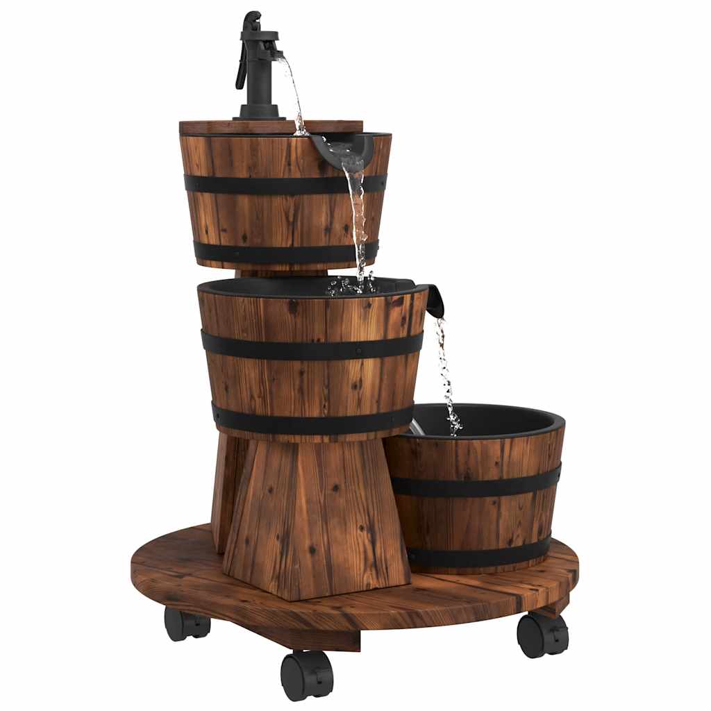 Garden Fountain with Wheels and Pump 55x55x80 cm Solid Fir Wood