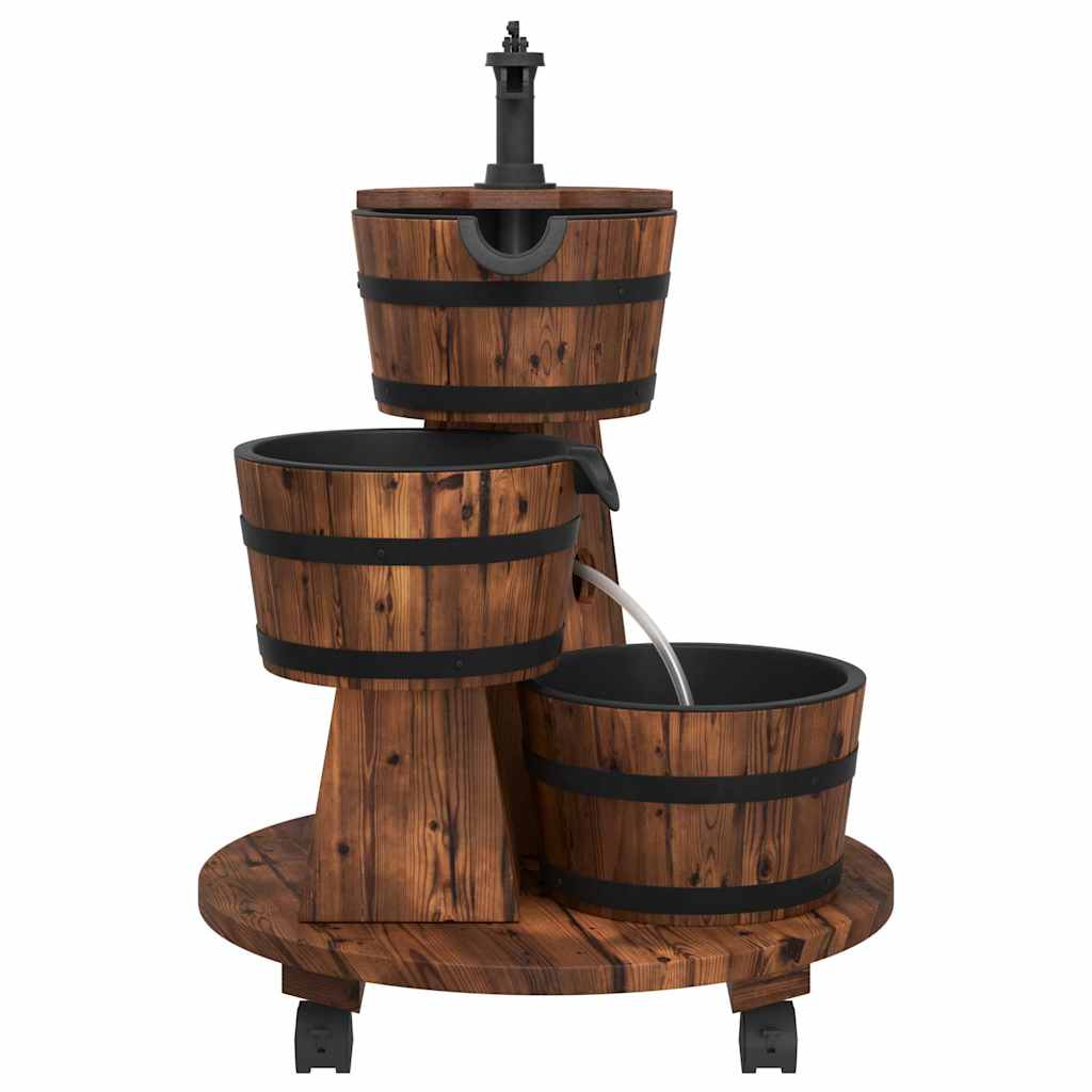 Garden Fountain with Wheels and Pump 55x55x80 cm Solid Fir Wood