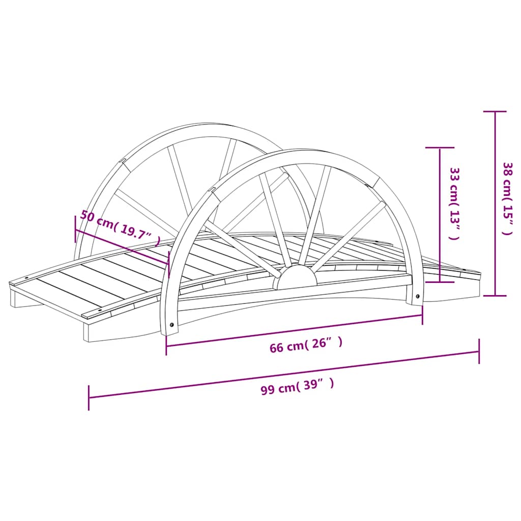 Gartenbrücke mit Rad-Design 99x50x38 cm Massivholz Tanne