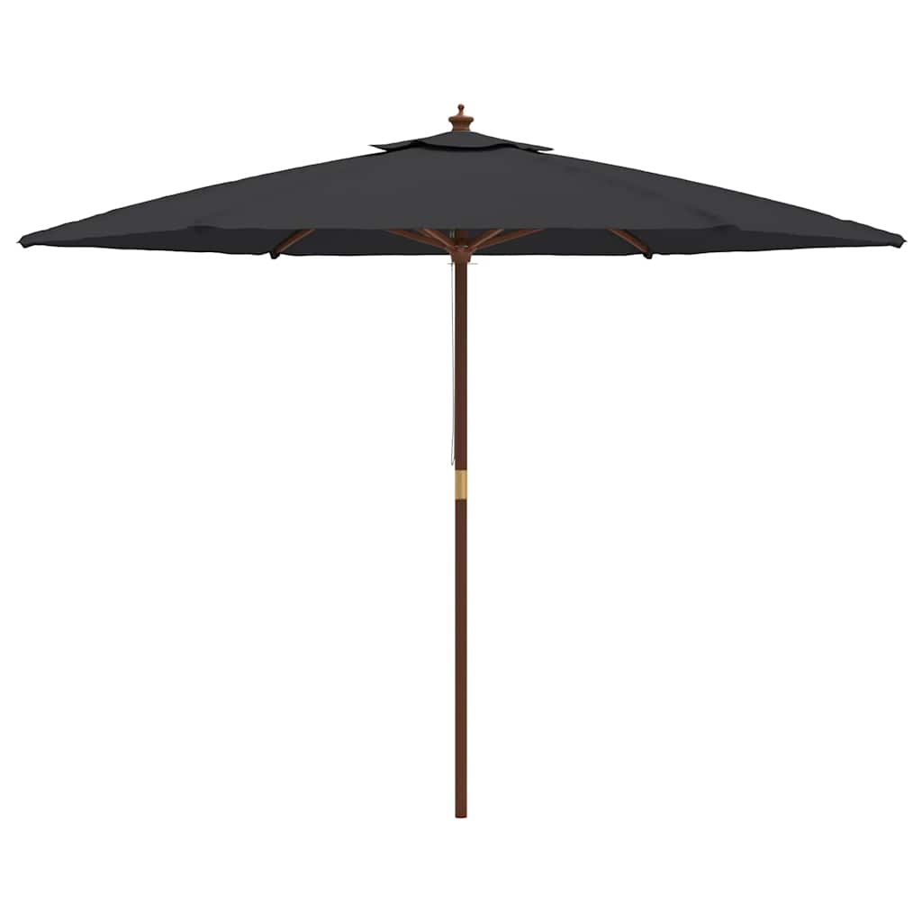 Sonnenschirm mit Holzmast Schwarz 299x240 cm