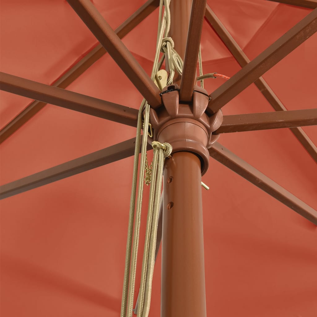 Sonnenschirm mit Holzmast Terrakotta 400x273 cm