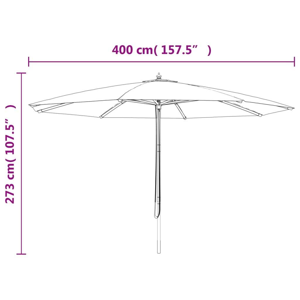 Sonnenschirm mit Holzmast Azurblau 400x273 cm