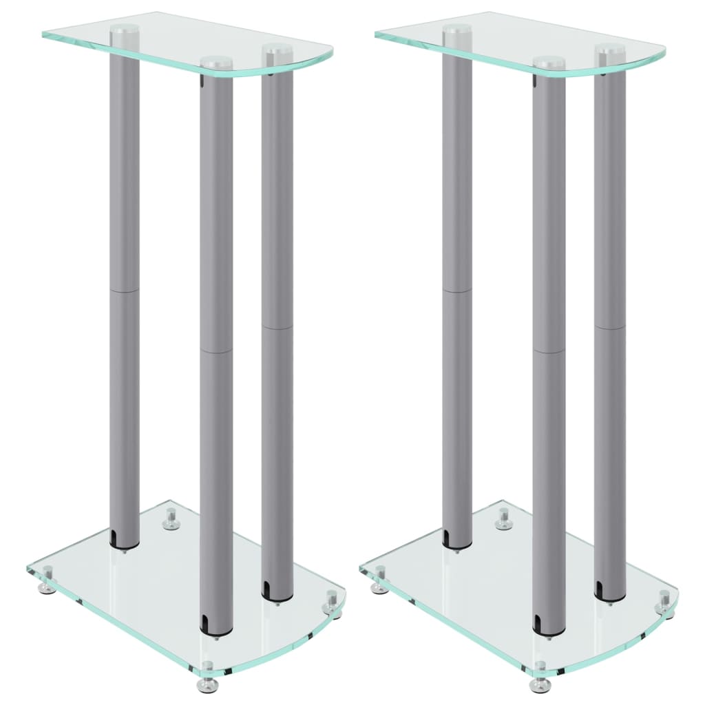 Pieds d'enceintes 2 pcs Argent Verre trempé 3 colonnes
