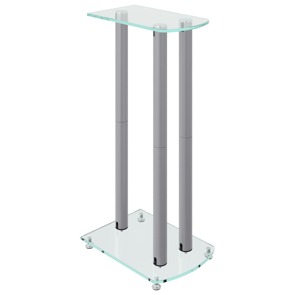 Pieds d'enceintes 2 pcs Argent Verre trempé 3 colonnes