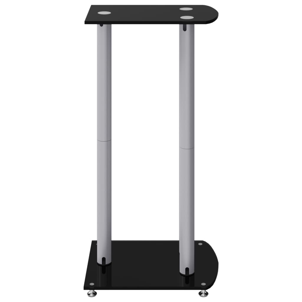 Pieds d'enceintes 2 pcs Noir et argent Verre trempé 3 colonnes
