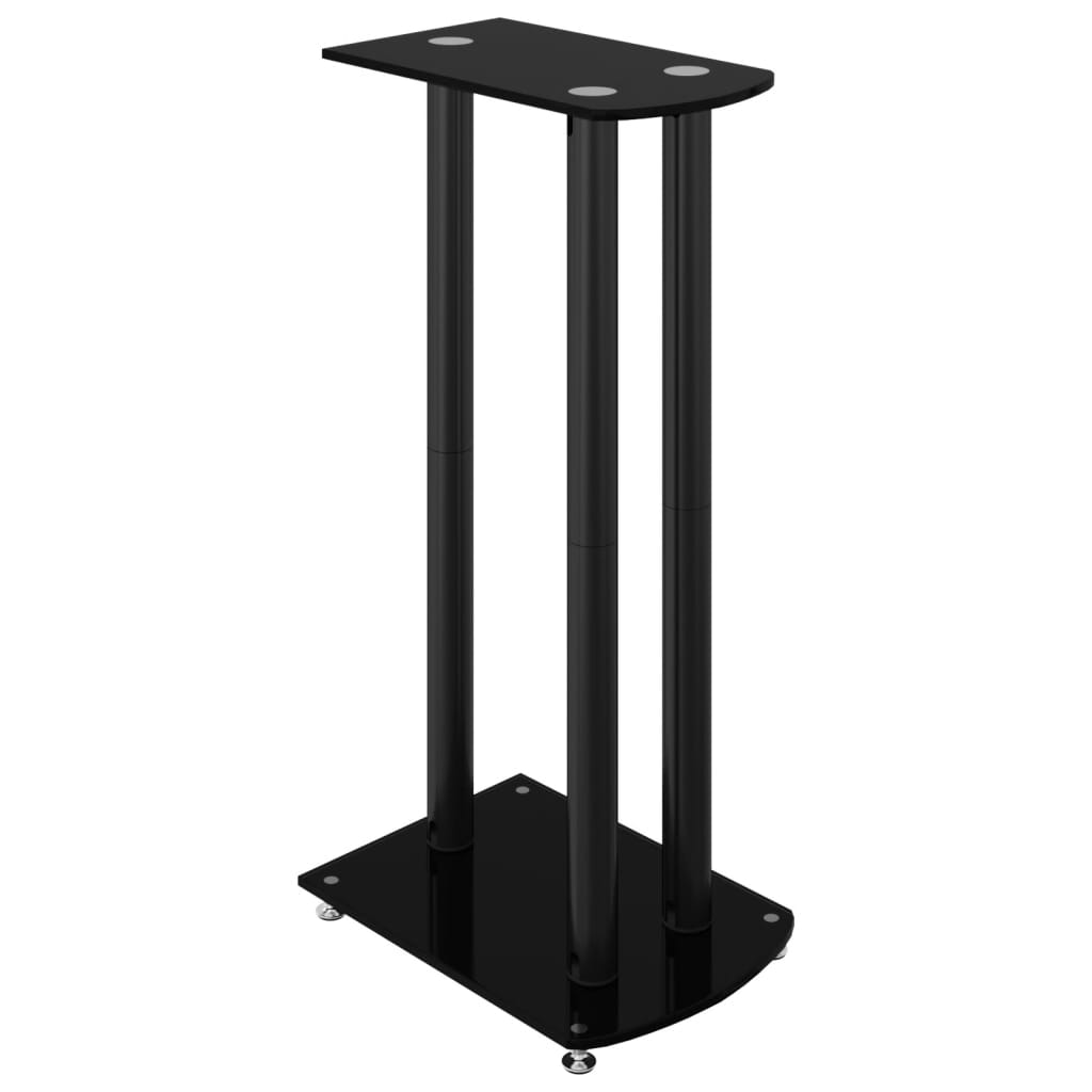 Speaker Stands 2 pcs. Black Tempered Glass 3 Pillars