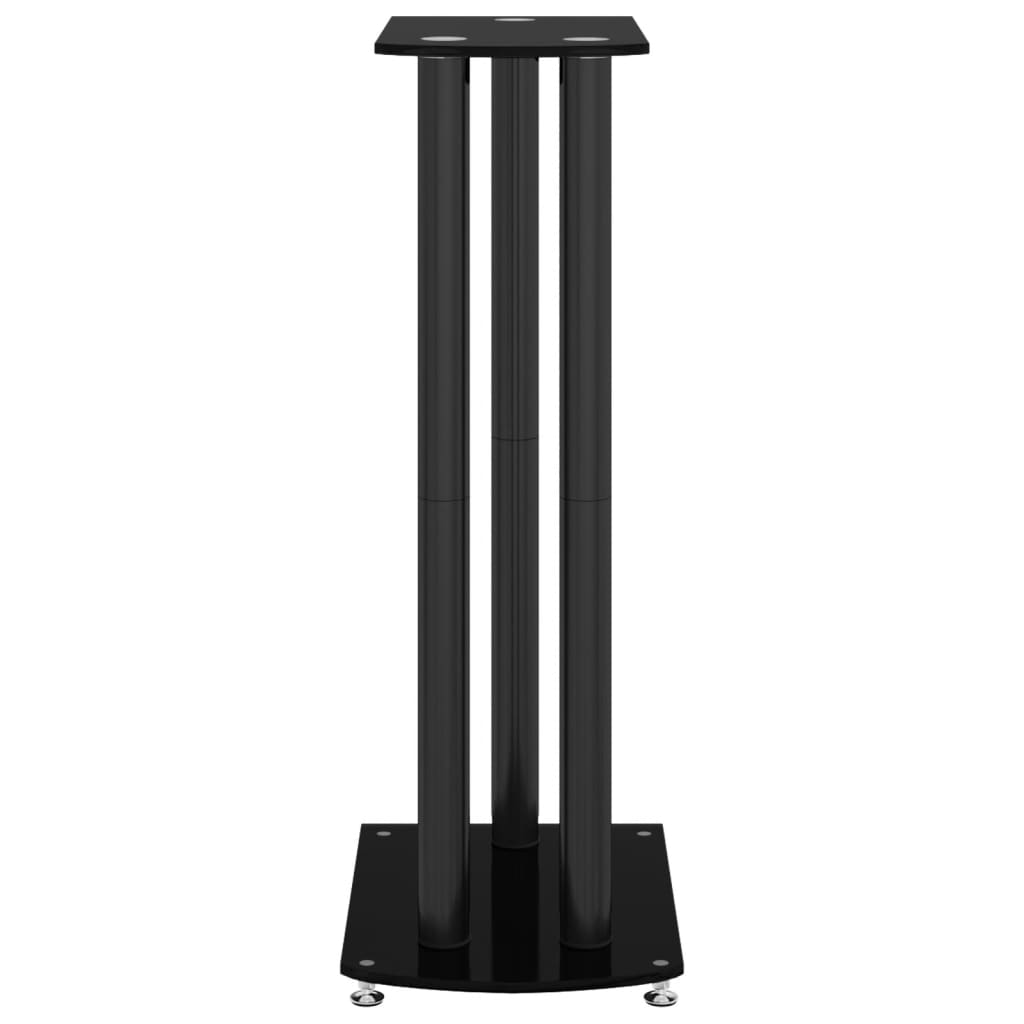 Speaker Stands 2 pcs. Black Tempered Glass 3 Pillars