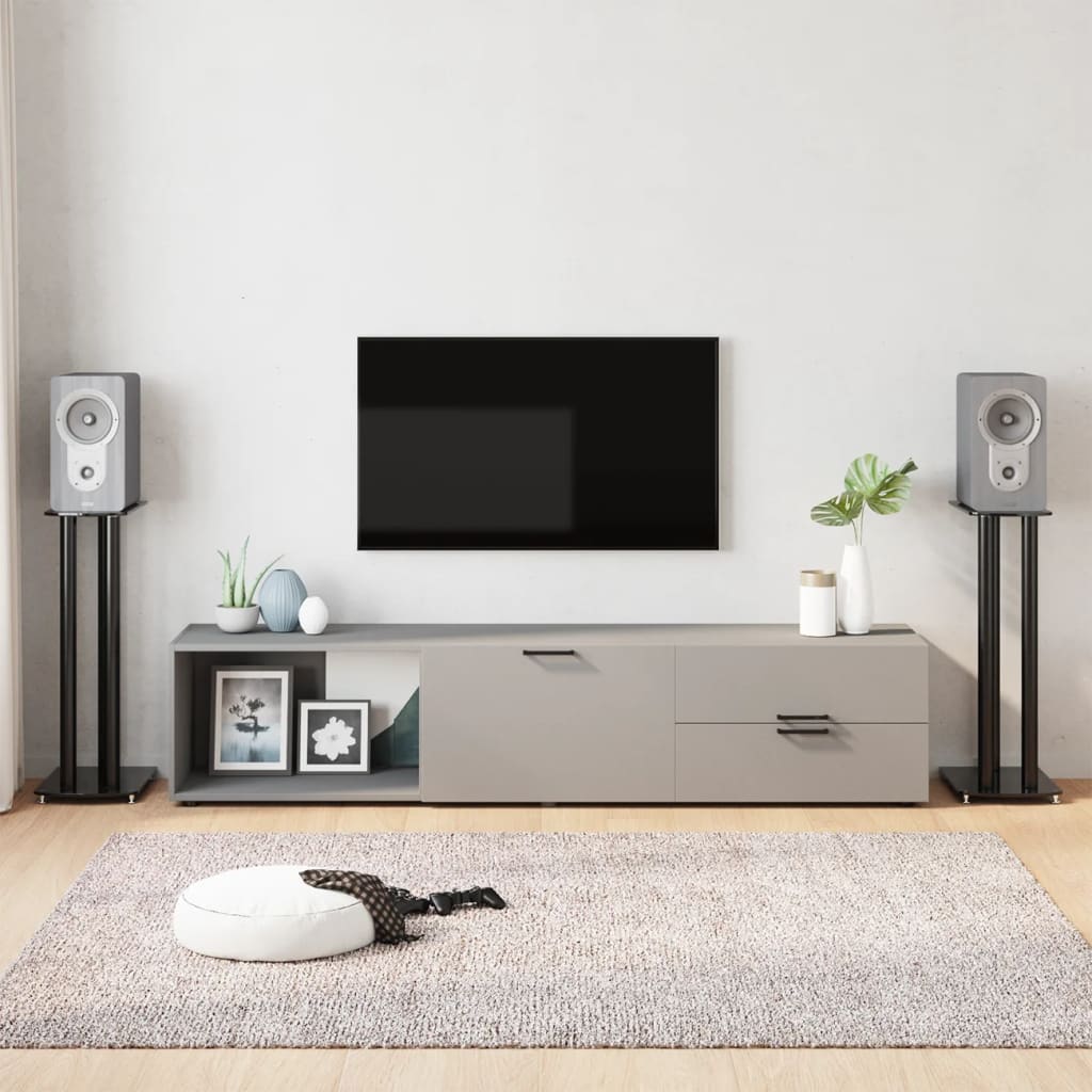 Speaker Stands 2 pcs. Black Tempered Glass 3 Pillars