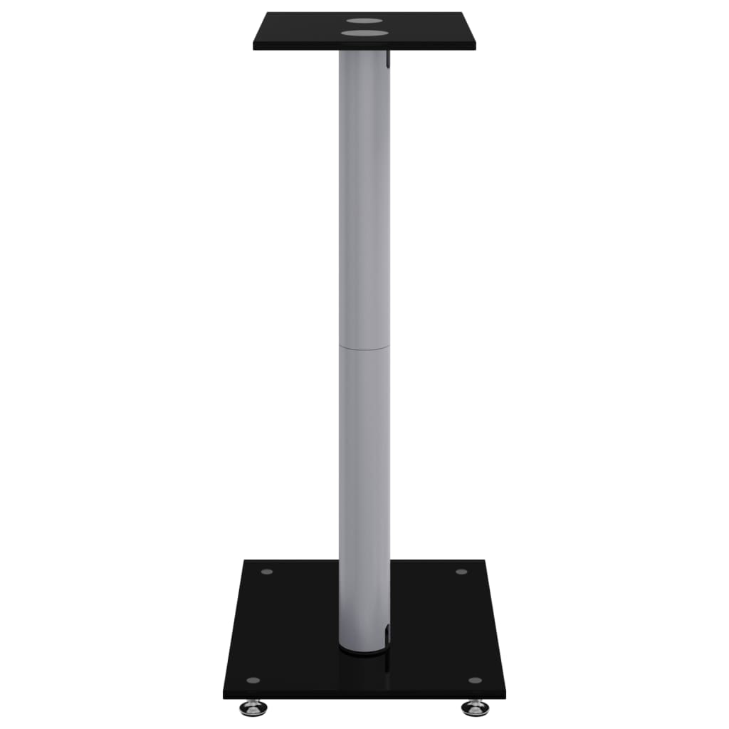 Supports d'enceintes 2 pcs Noir et argent Verre trempé 2 colonnes
