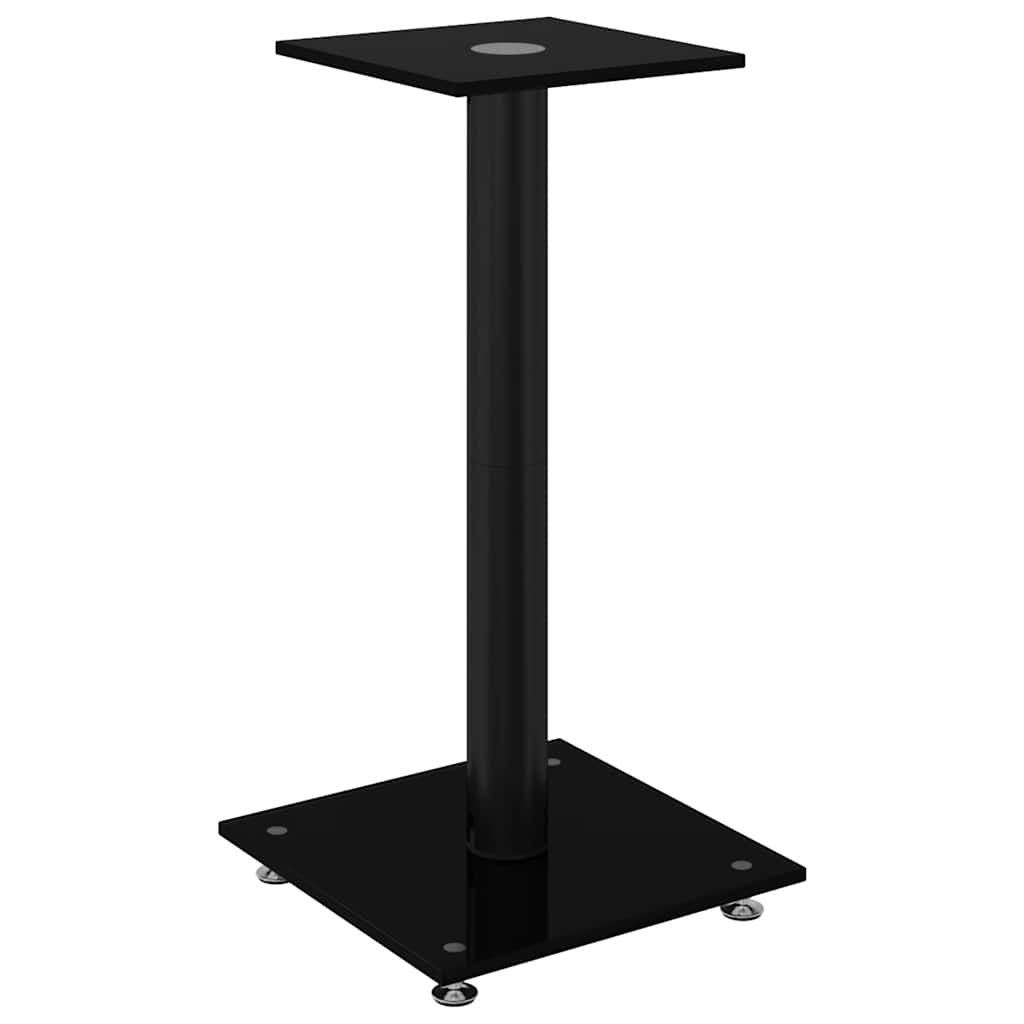 Speaker Stands 2 pcs. Black Tempered Glass 1 Pillar