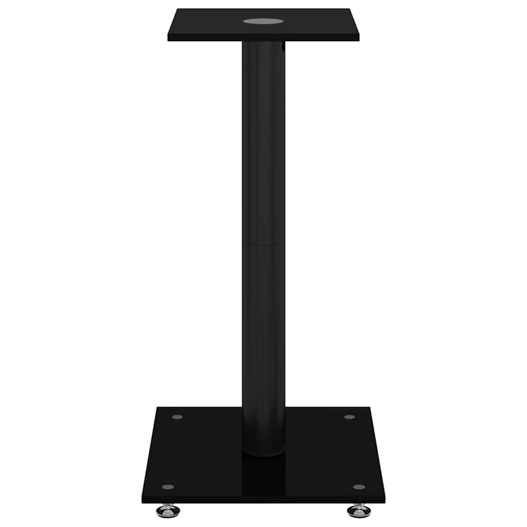 Speaker Stands 2 pcs. Black Tempered Glass 1 Pillar