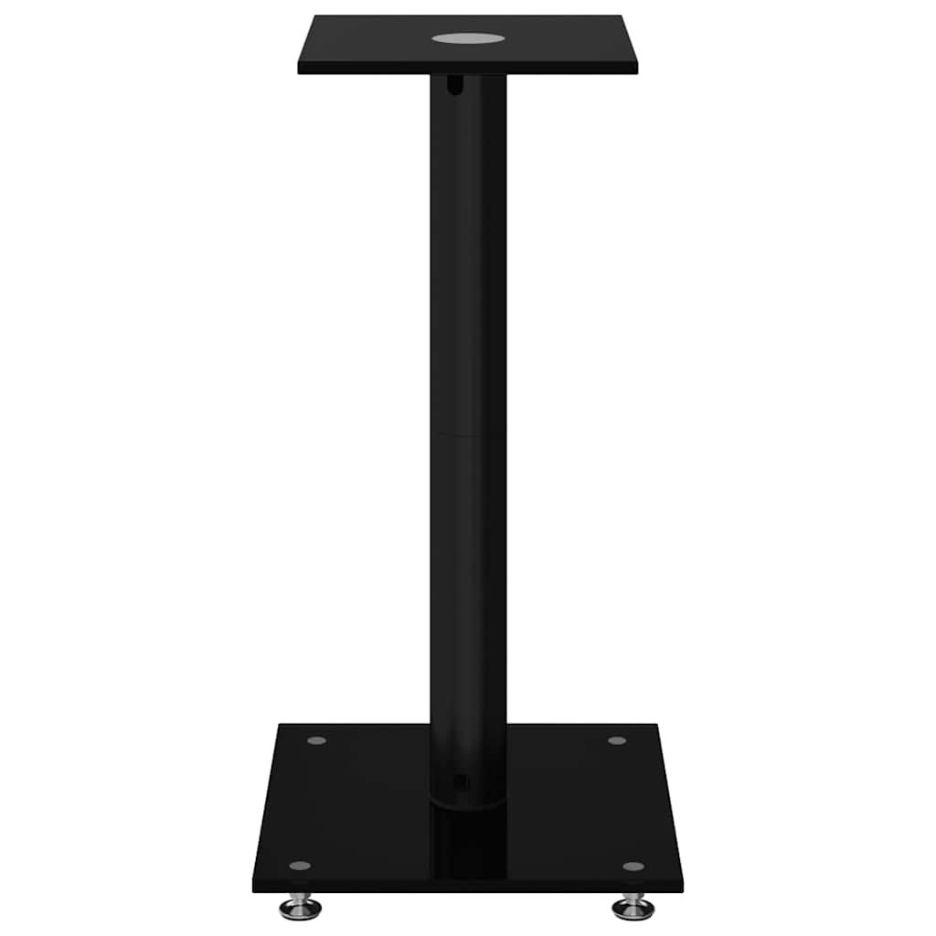 Speaker Stands 2 pcs. Black Tempered Glass 1 Pillar