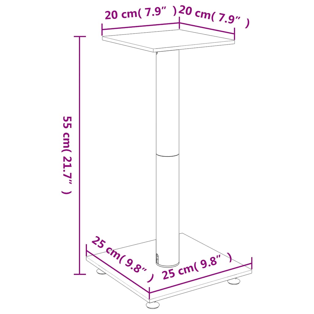Speaker Stands 2 pcs. Black Tempered Glass 1 Pillar