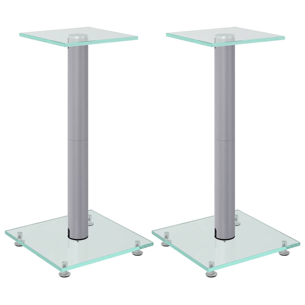 Pieds d'enceintes 2 pcs Argent Verre trempé 1 colonne