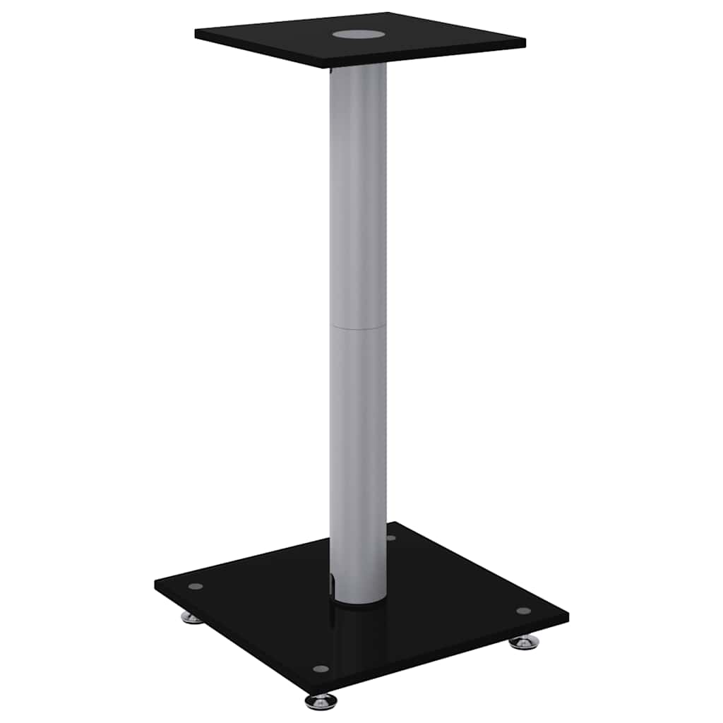 Supports d'enceintes 2 pcs. Noir et argent Verre trempé 1 colonne
