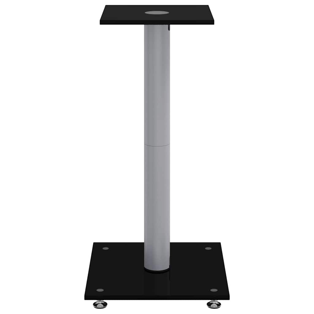 Supports d'enceintes 2 pcs. Noir et argent Verre trempé 1 colonne
