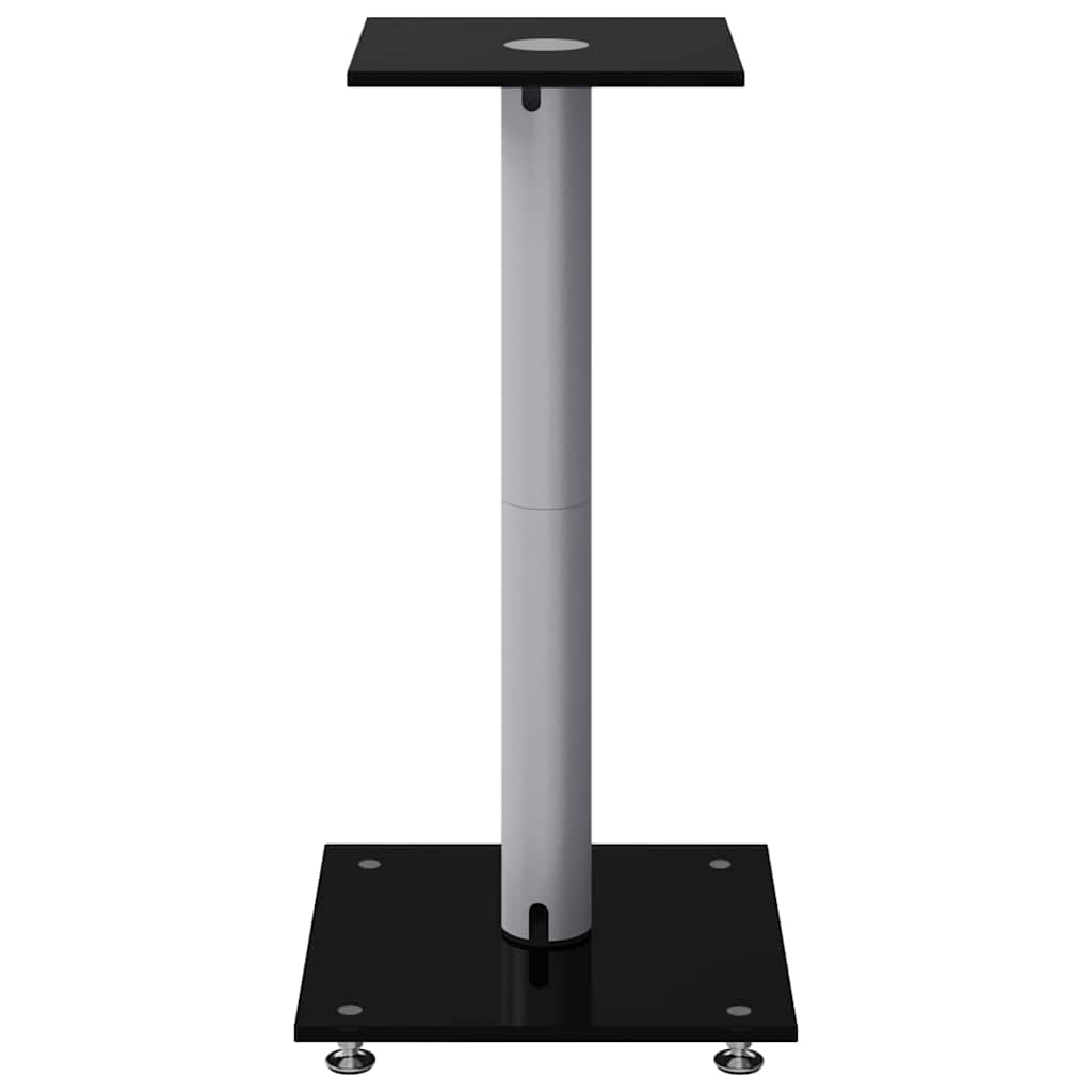 Supports d'enceintes 2 pcs. Noir et argent Verre trempé 1 colonne