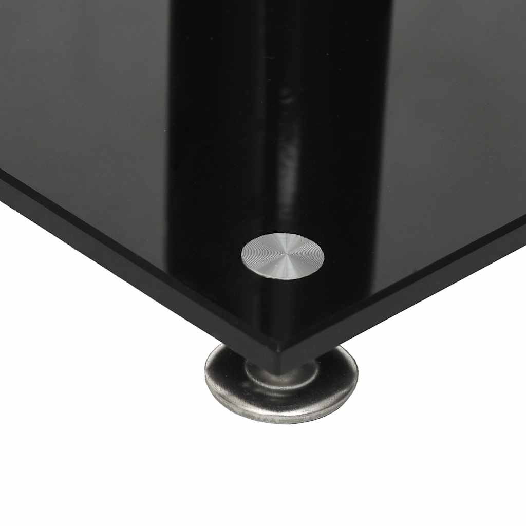 Supports d'enceintes 2 pcs. Noir et argent Verre trempé 1 colonne