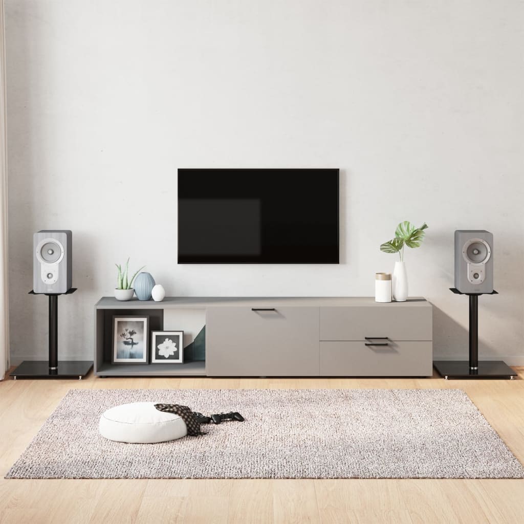 Pieds d'enceinte 2 pcs Verre trempé Noir 1 colonne