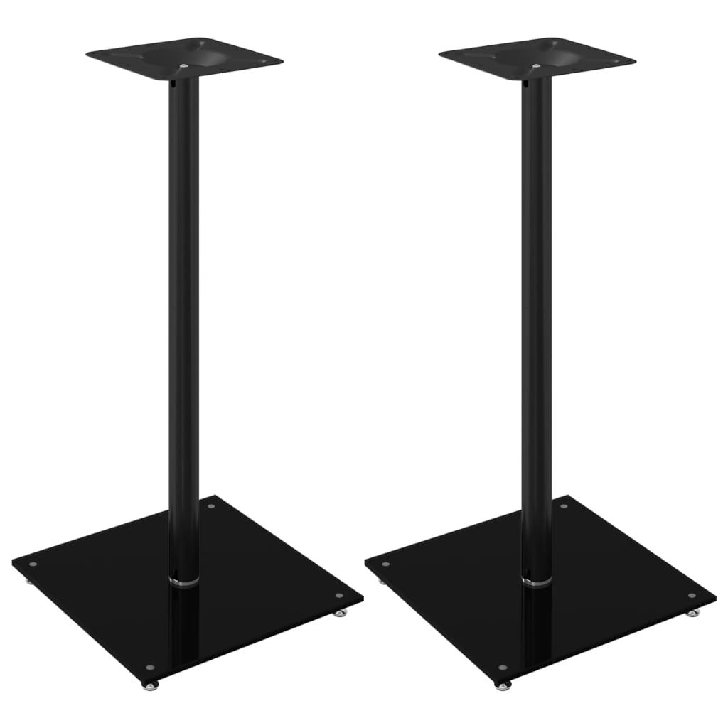 Pieds d'enceinte 2 pcs. Noir Verre trempé 1 colonne