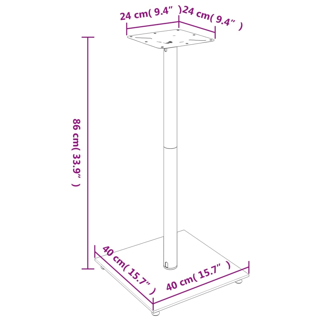 Pieds d'enceinte 2 pcs. Noir Verre trempé 1 colonne