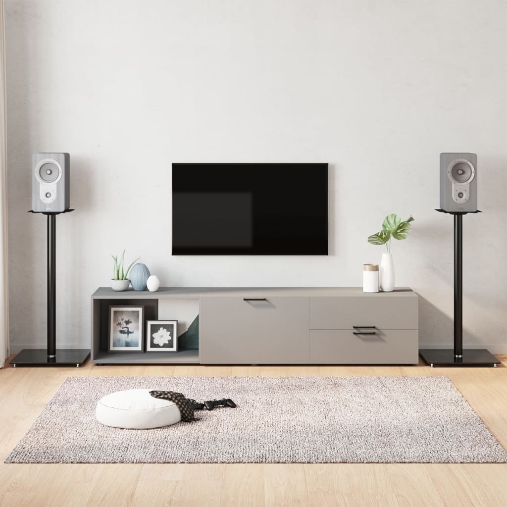 Pieds d'enceinte 2 pcs. Noir Verre trempé 1 colonne