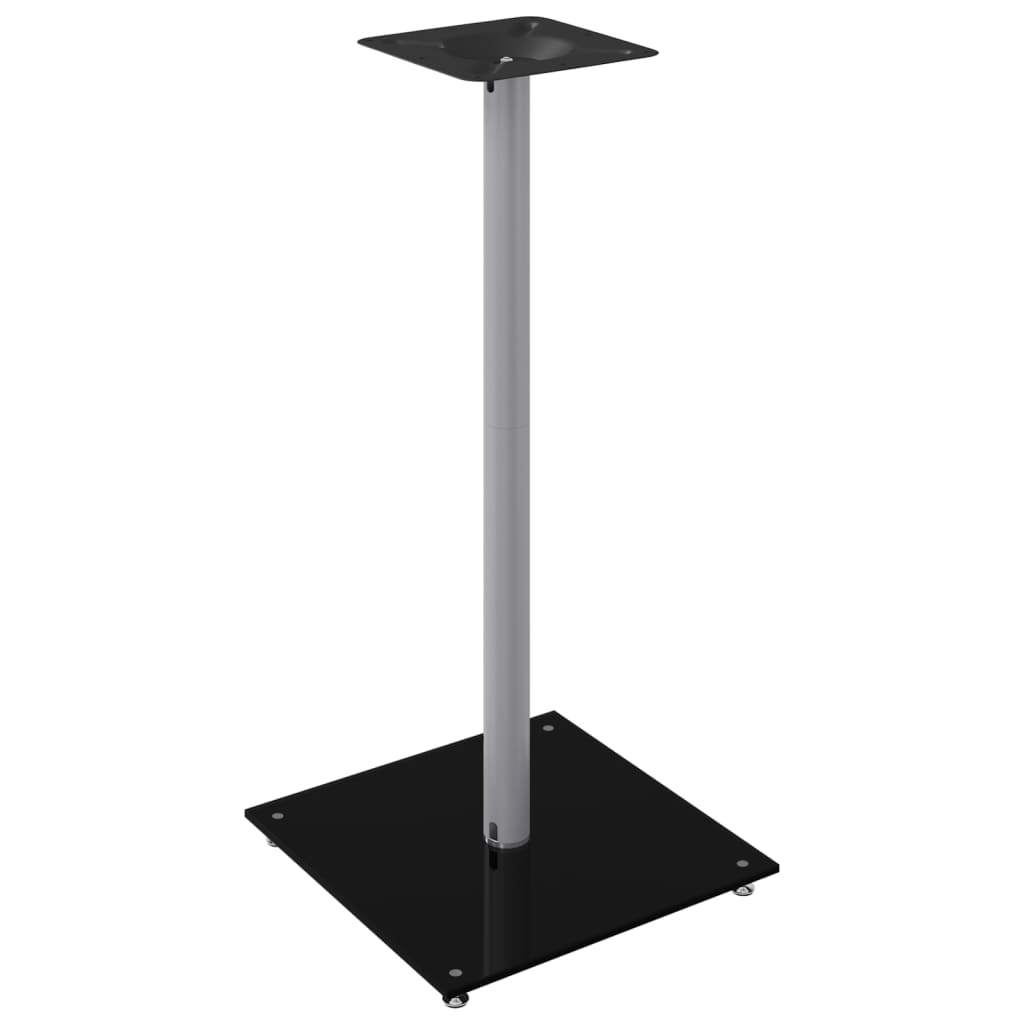 Pieds d'enceintes 2 pcs Noir et Argent Verre trempé 1 colonne