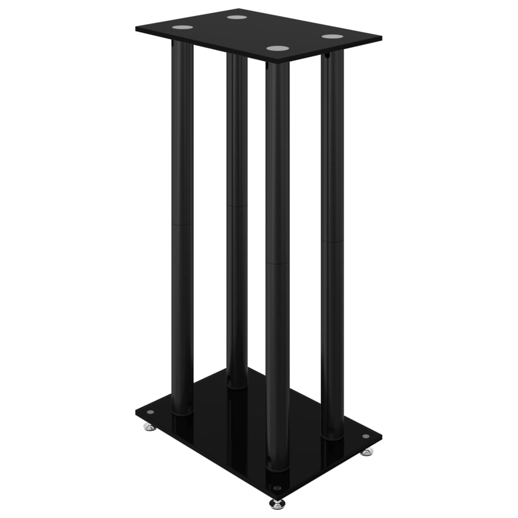 Speaker Stands 2 pcs. Black Tempered Glass 4 Pillars