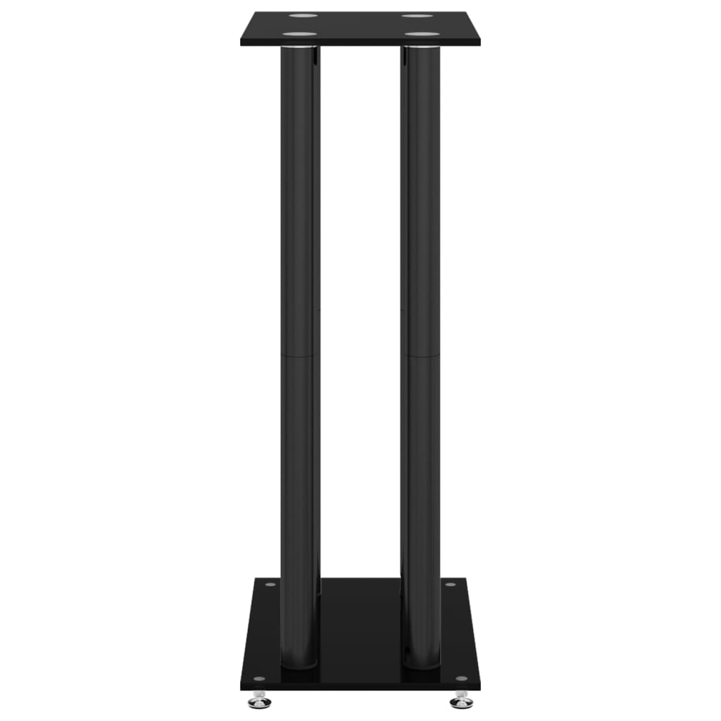 Speaker Stands 2 pcs. Black Tempered Glass 4 Pillars