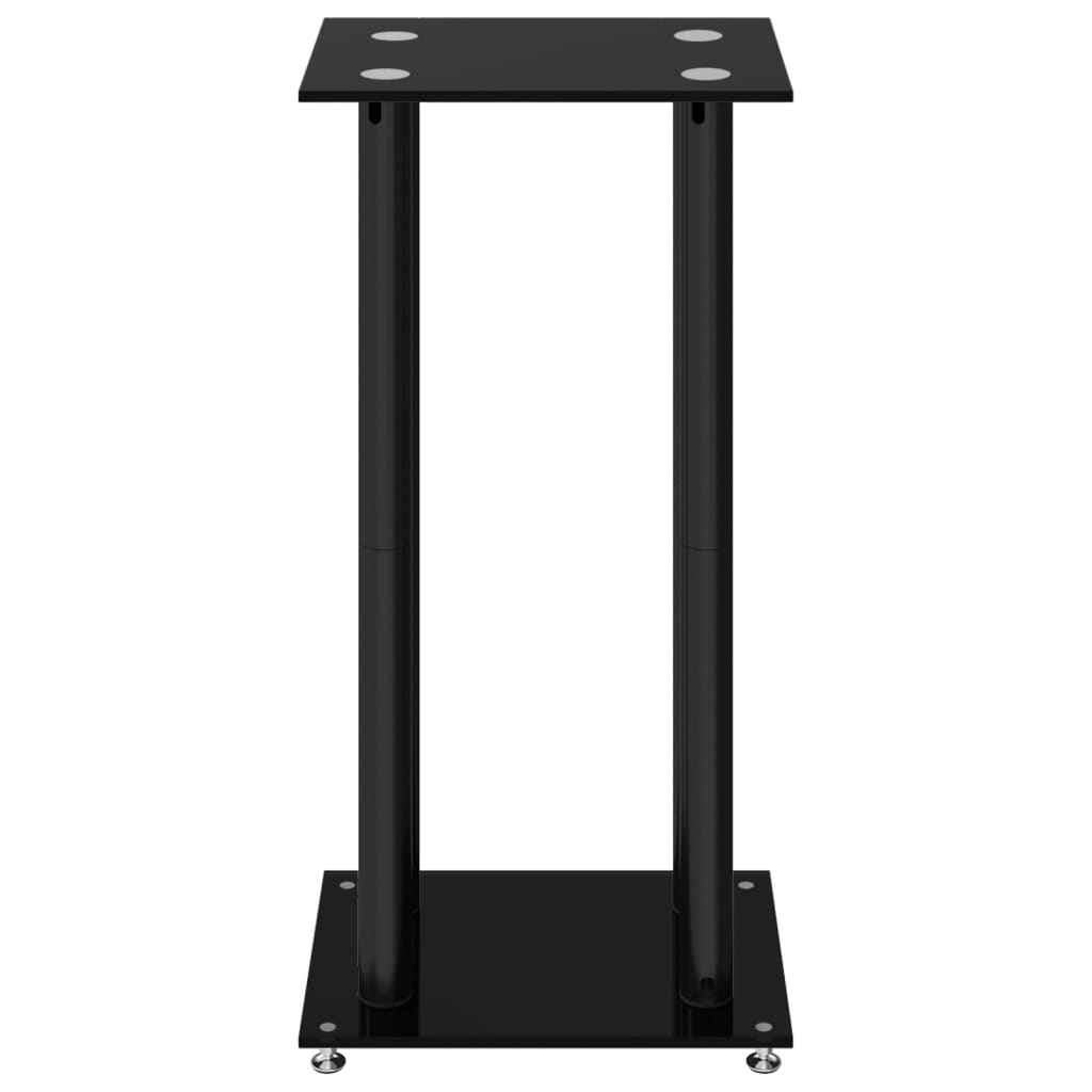 Speaker Stands 2 pcs. Black Tempered Glass 4 Pillars