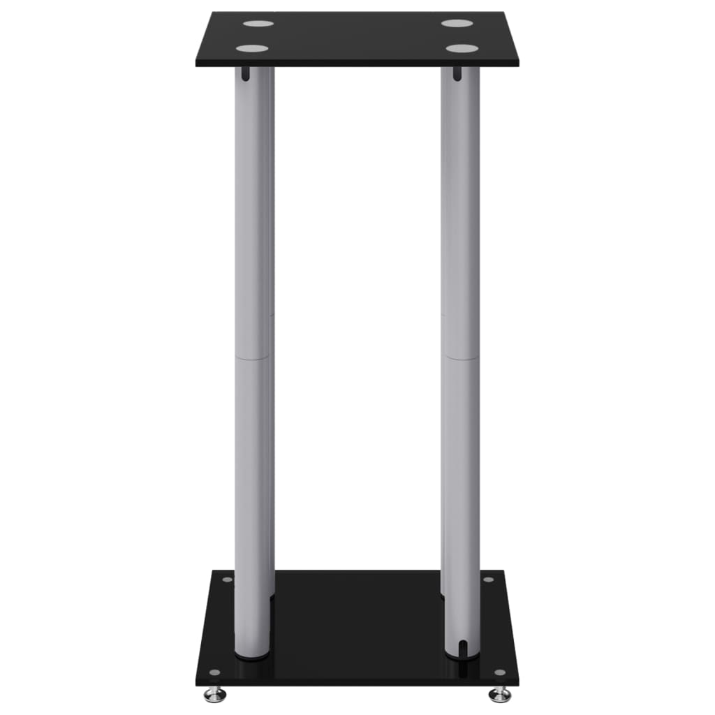 Pieds d'enceintes 2 pcs Noir et Argent Verre trempé 4 colonnes