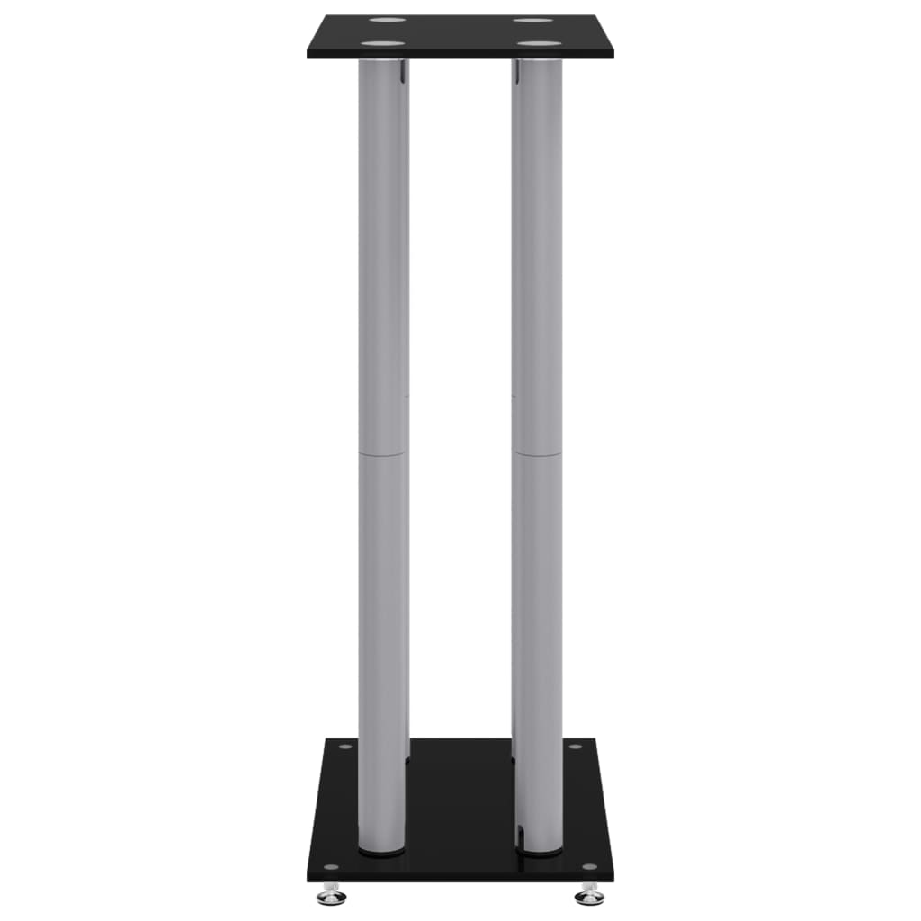 Pieds d'enceintes 2 pcs Noir et Argent Verre trempé 4 colonnes