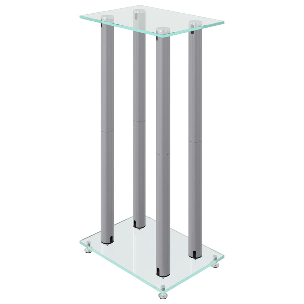 Pieds d'enceintes 2 pcs Argent Verre trempé 4 colonnes