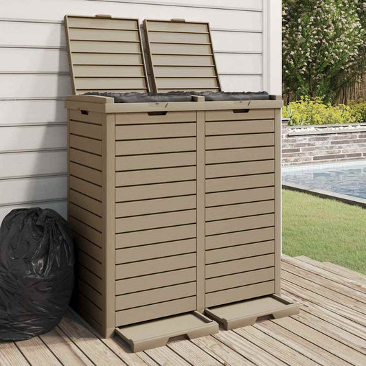 Outdoor Waste Bin Light Brown 78x41x86 cm Polypropylene