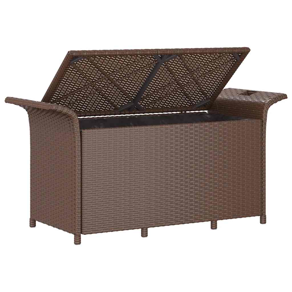 Gartenbank mit Kissen Braun 116x46x57 cm Poly Rattan