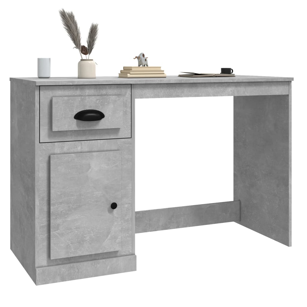 Desk with drawer Concrete Grey 115x50x75 cm Engineered Wood