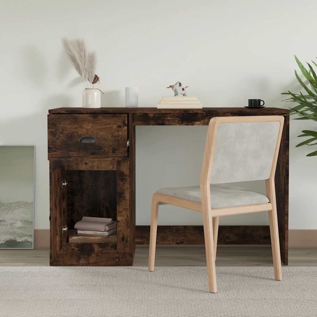 Desk with Drawer Smoked Oak 115x50x75cm