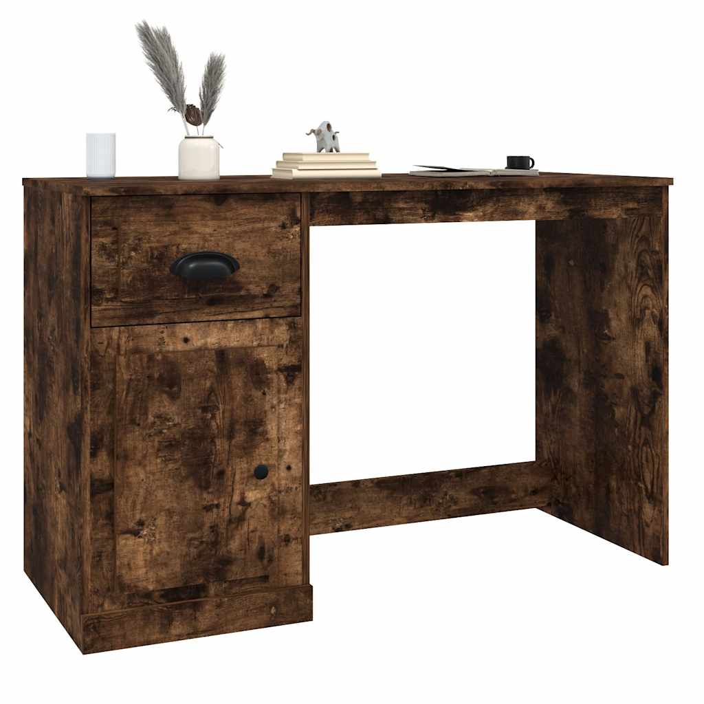 Desk with Drawer Smoked Oak 115x50x75cm