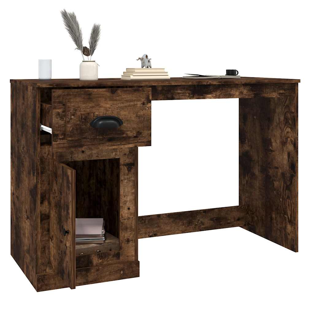 Desk with Drawer Smoked Oak 115x50x75cm